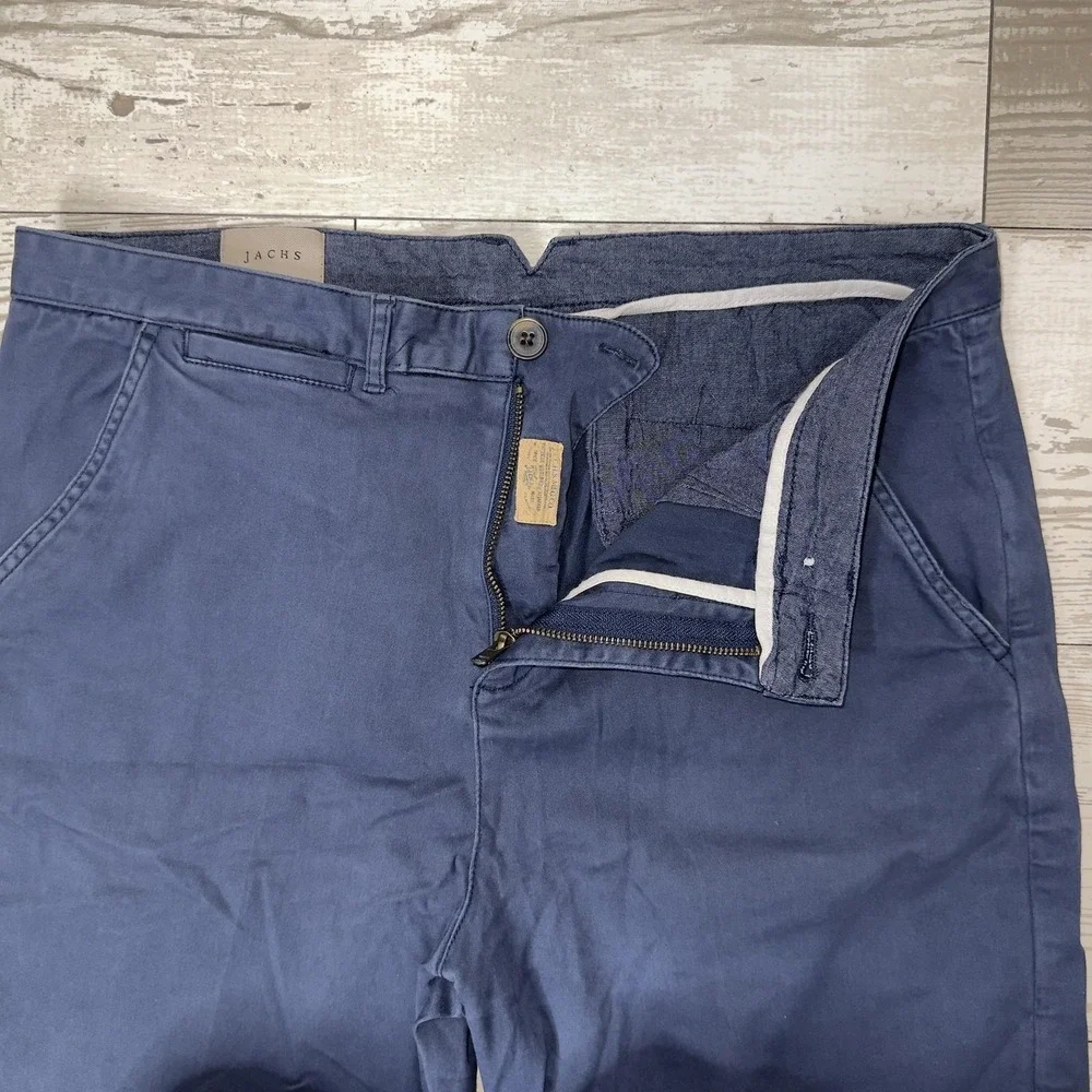 JACHS Chino Shorts Mens 34 Blue 10 Inseam Flat Front Casual Cotton Summer